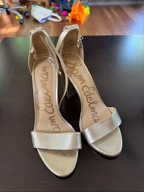 Sam Edelman Gold Open-Toe Ankle-Strap Heels